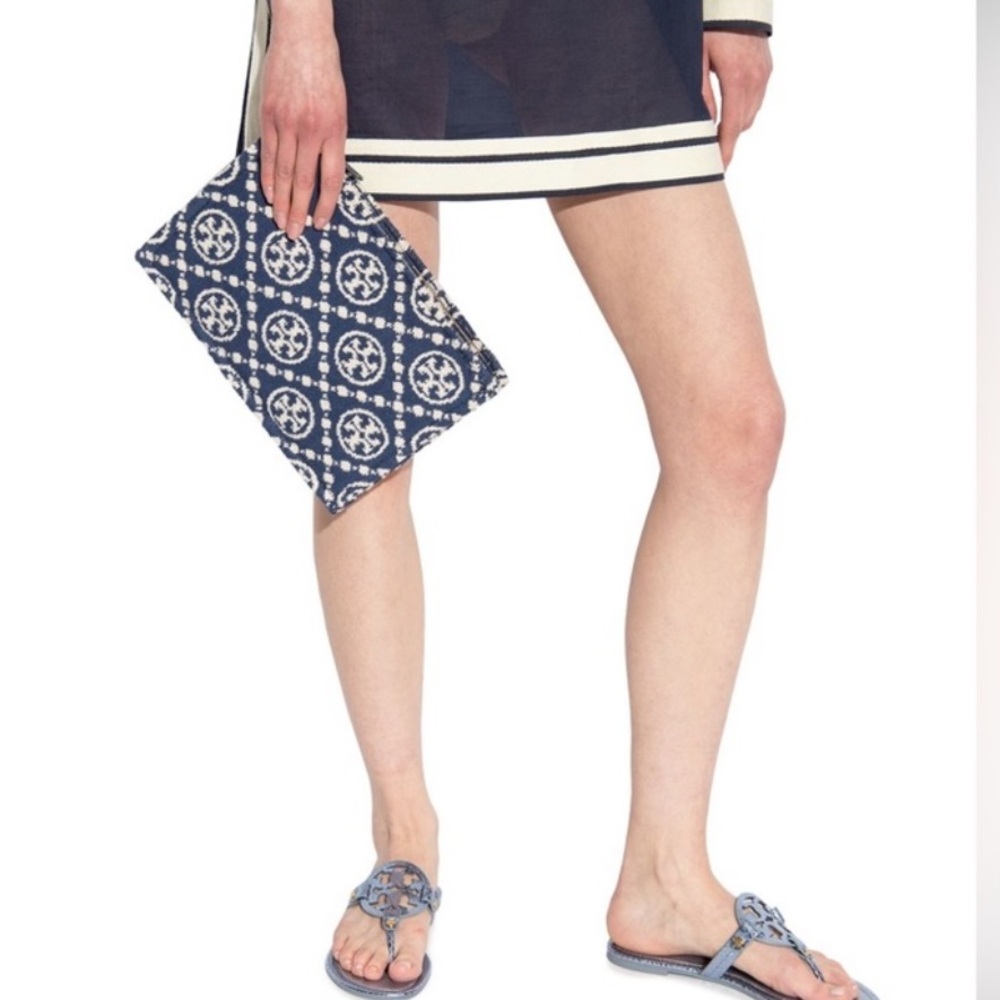 Tory Burch T Monogram Terry Cloth clutch